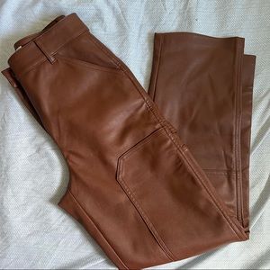 Aritzia brown leather cargo pants